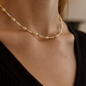 Weiße Perlen Kette - Celeste