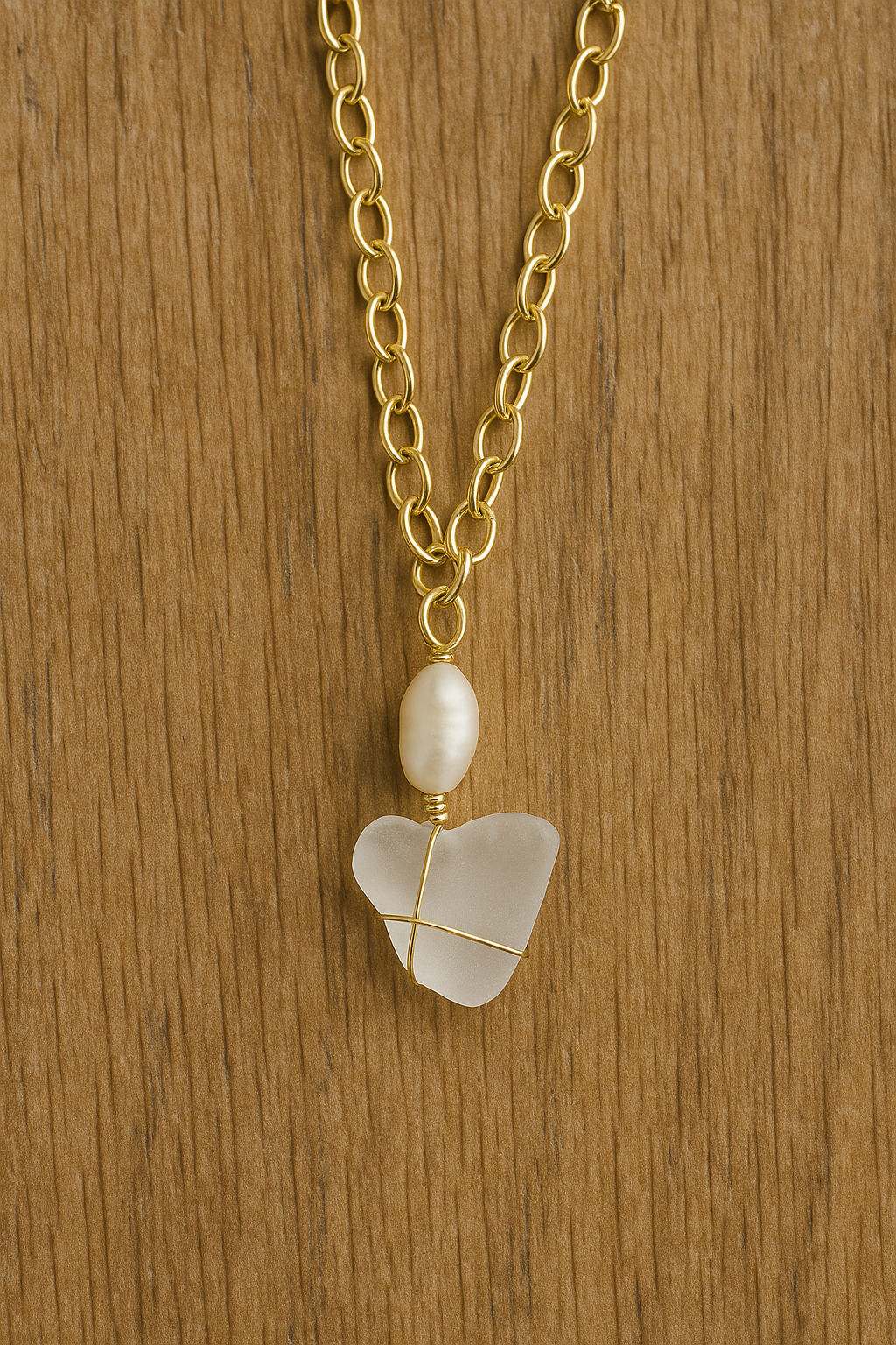 Seeglass weiß Kette - Cor Ozeani