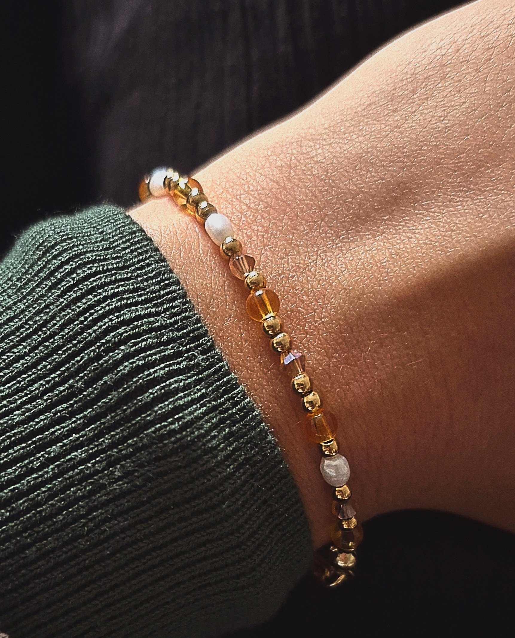 süßwasserperlen Armband Orange - Ŕanya – Bild 4