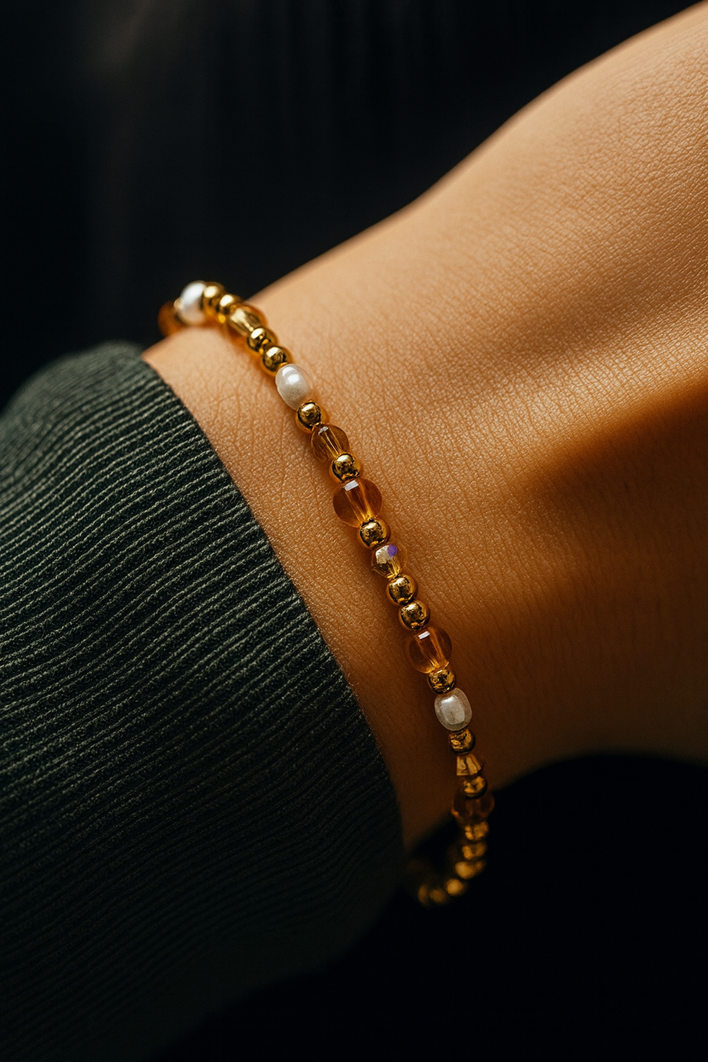 süßwasserperlen Armband Orange - Ŕanya – Bild 2