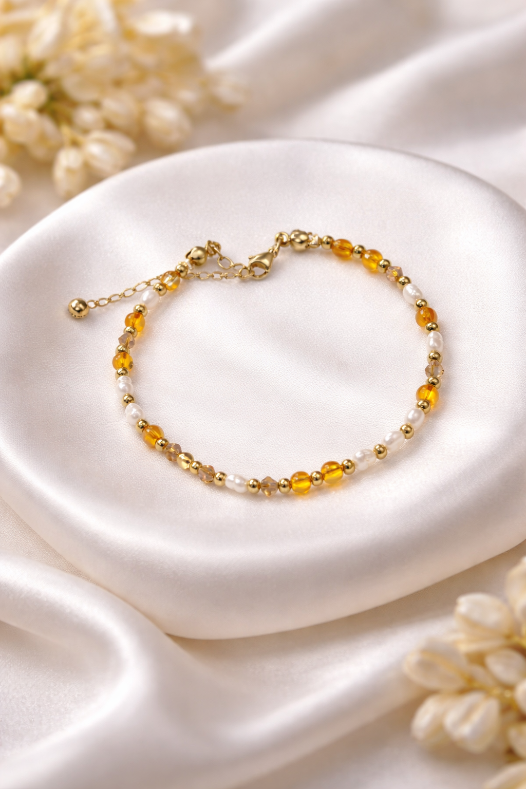 süßwasserperlen Armband Orange - Ŕanya