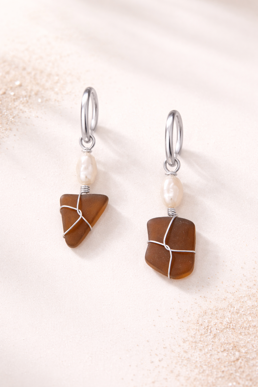 Seeglass Ohrringe braun - Nordlicht – Bild 3