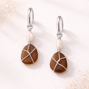 Seeglass Ohrringe braun - Nordlicht