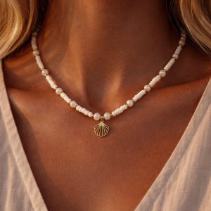 Muschel Kette Weiß - Idun