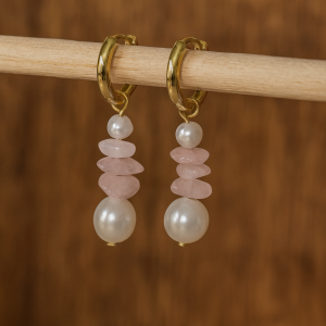 Rosenquarz Ohrringe Perlen - Venus