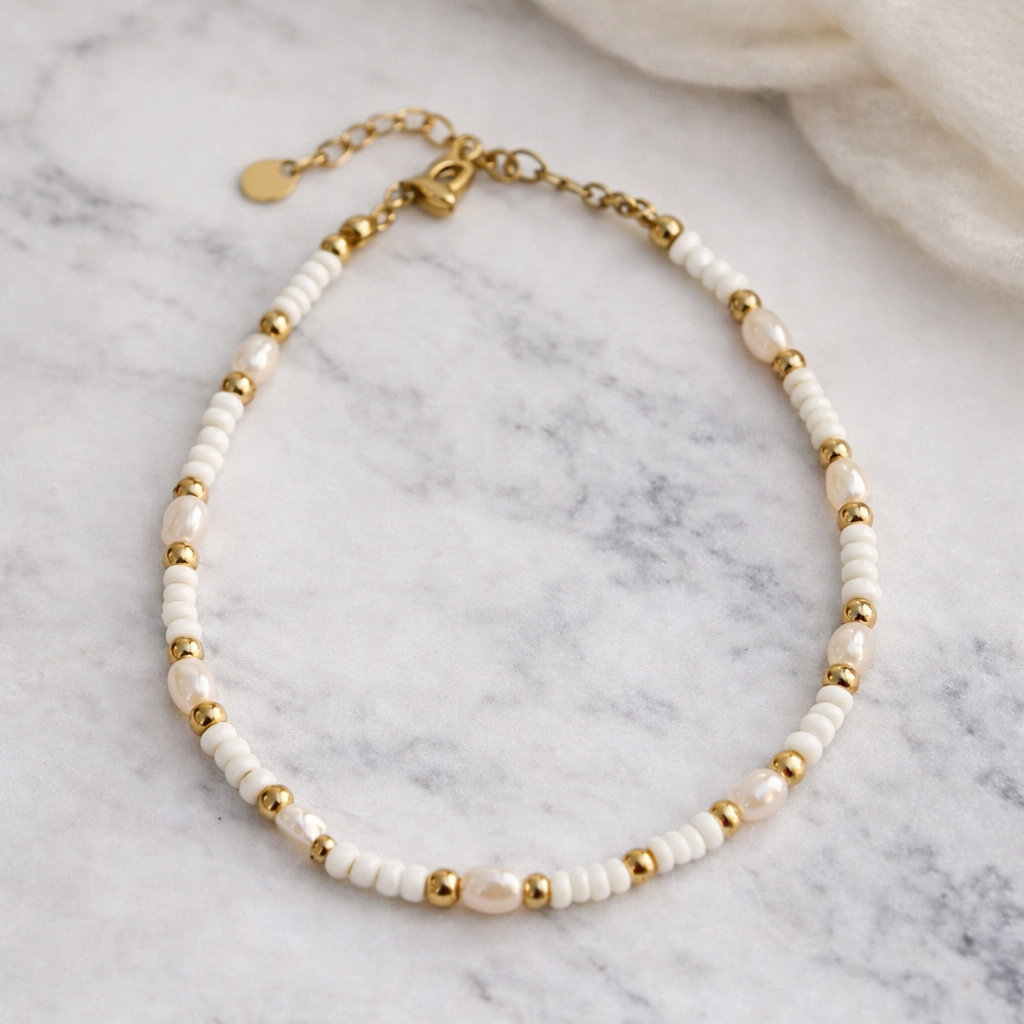 Süßwasserperlen Armband - Snow White