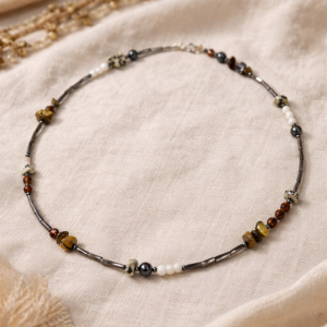 Tiegerauge Jaspis Selenit Kette - Magnetis