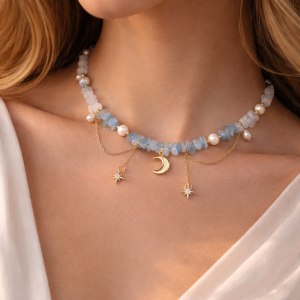 Mond Kette Aquamarin & Bergkristall - Mountain Light
