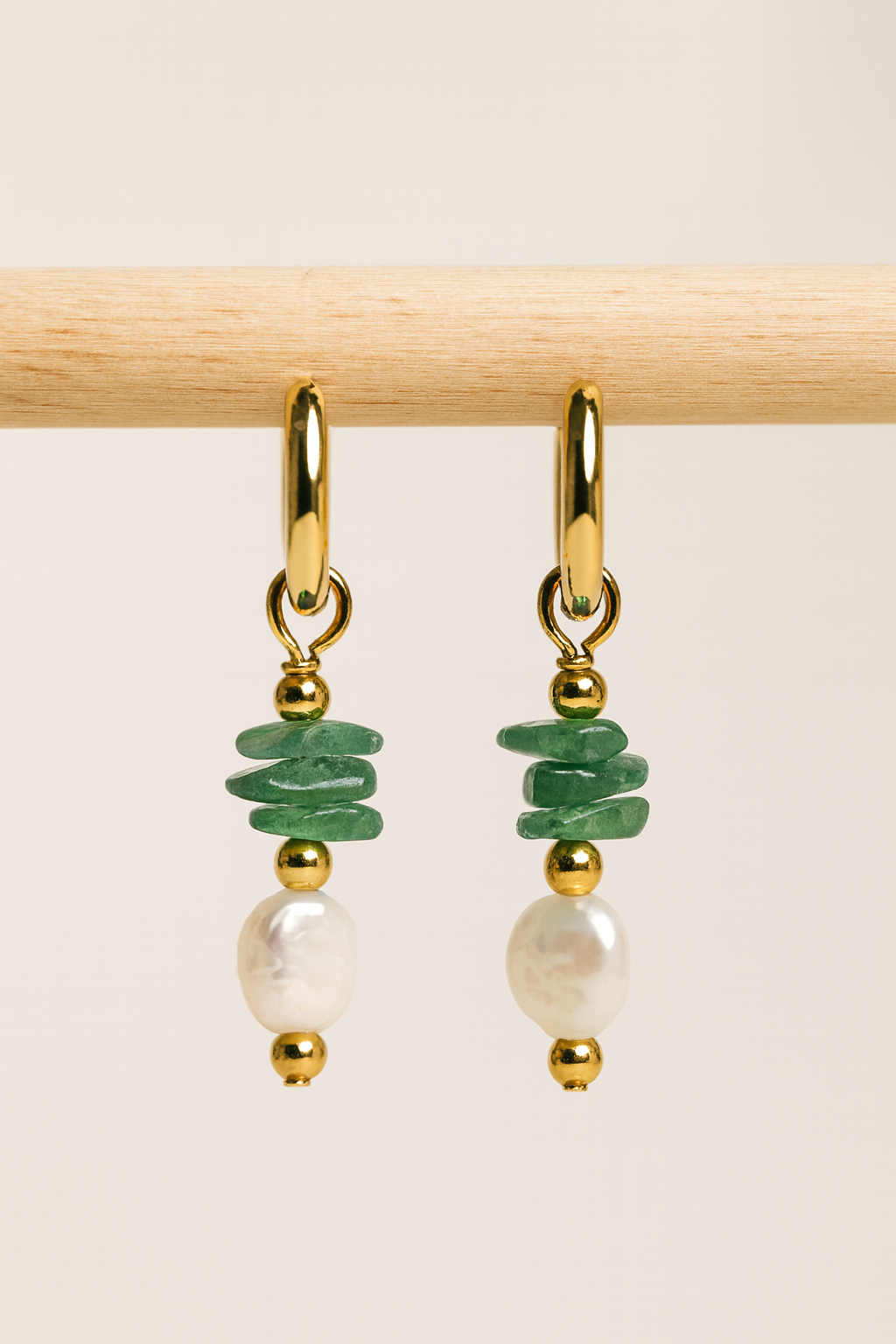 Stein Splitter Süßwasserperlen Ohrringe Gold – Bild 5