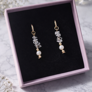 Stein Splitter Süßwasserperlen Ohrringe Gold