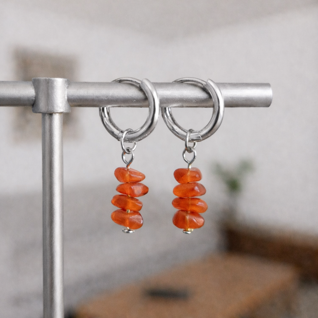 Stein Splitter Ohrringe Silber – Bild 3