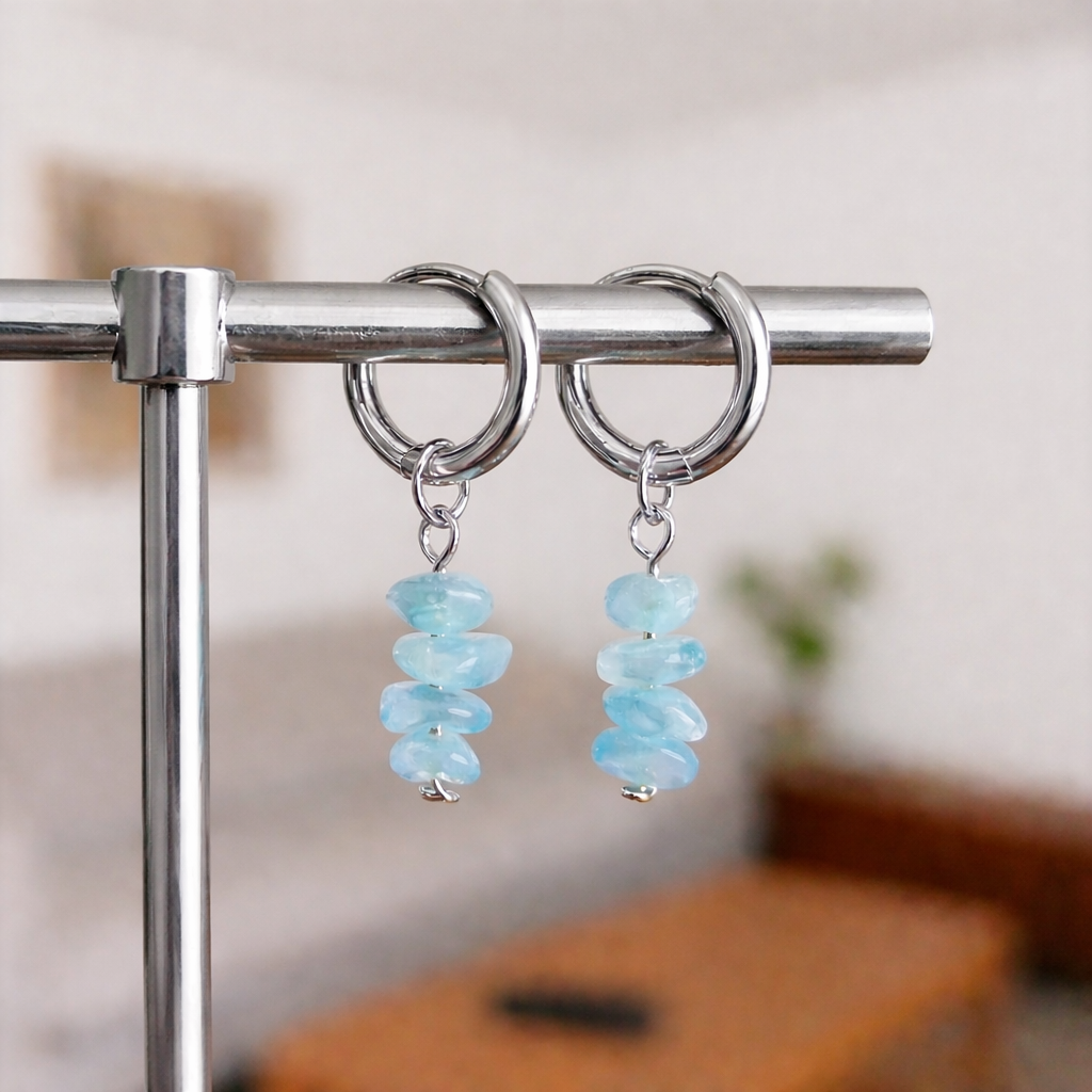 Stein Splitter Ohrringe Silber – Bild 4