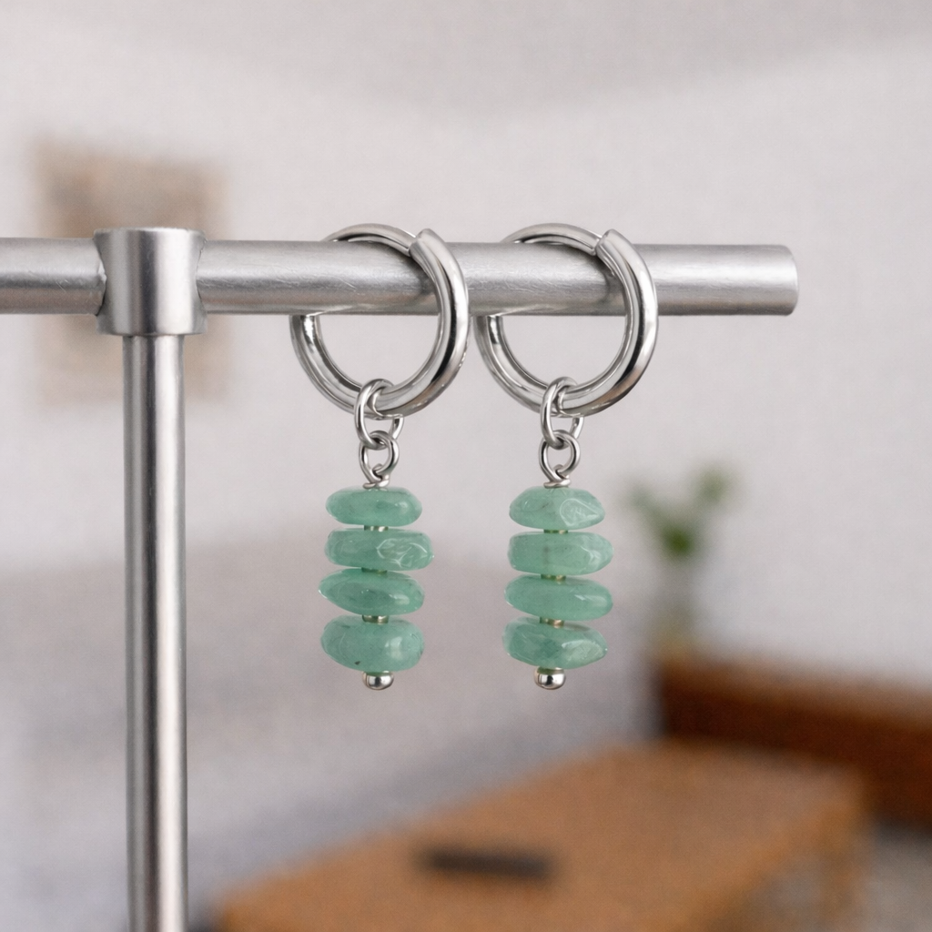 Stein Splitter Ohrringe Silber – Bild 5